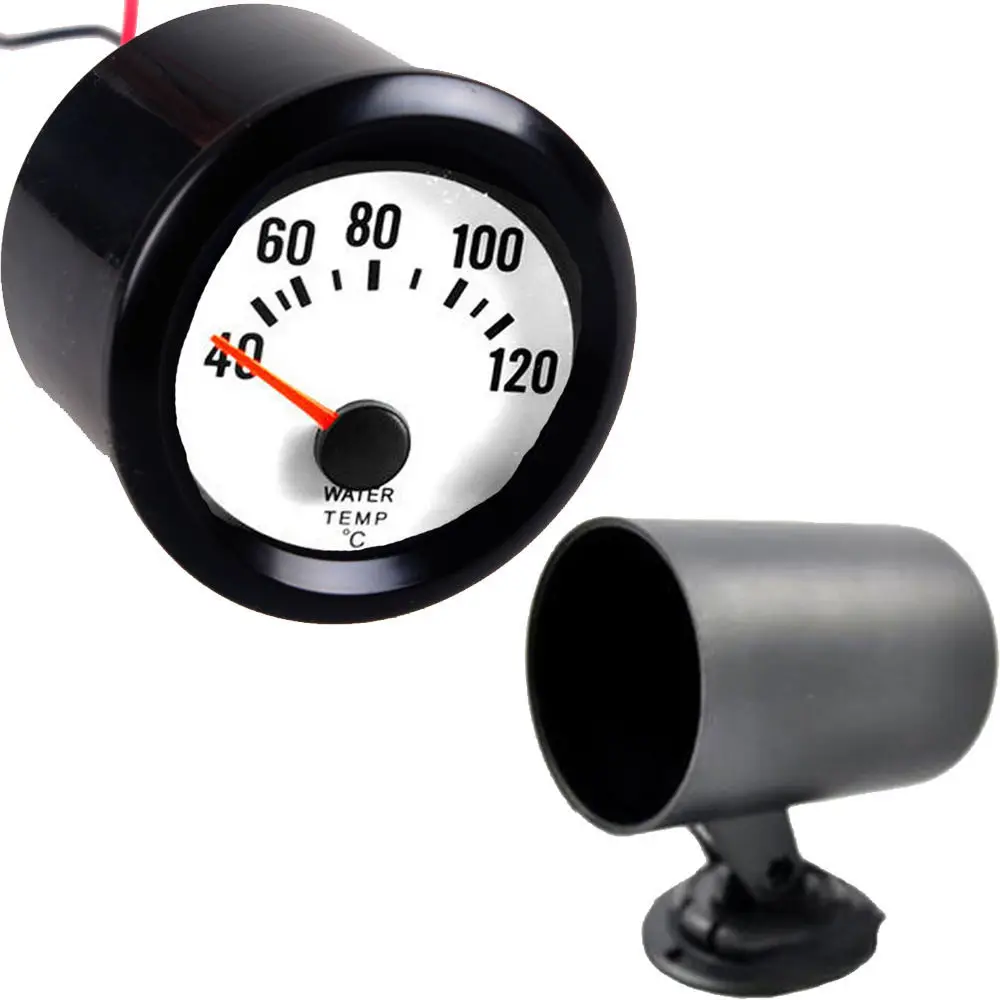 

EE support 2" 52mm Black Shell White Screen Car Pointer Water Temp Gauge Temperature Meter Clock + Pod Holder Automobile Parts