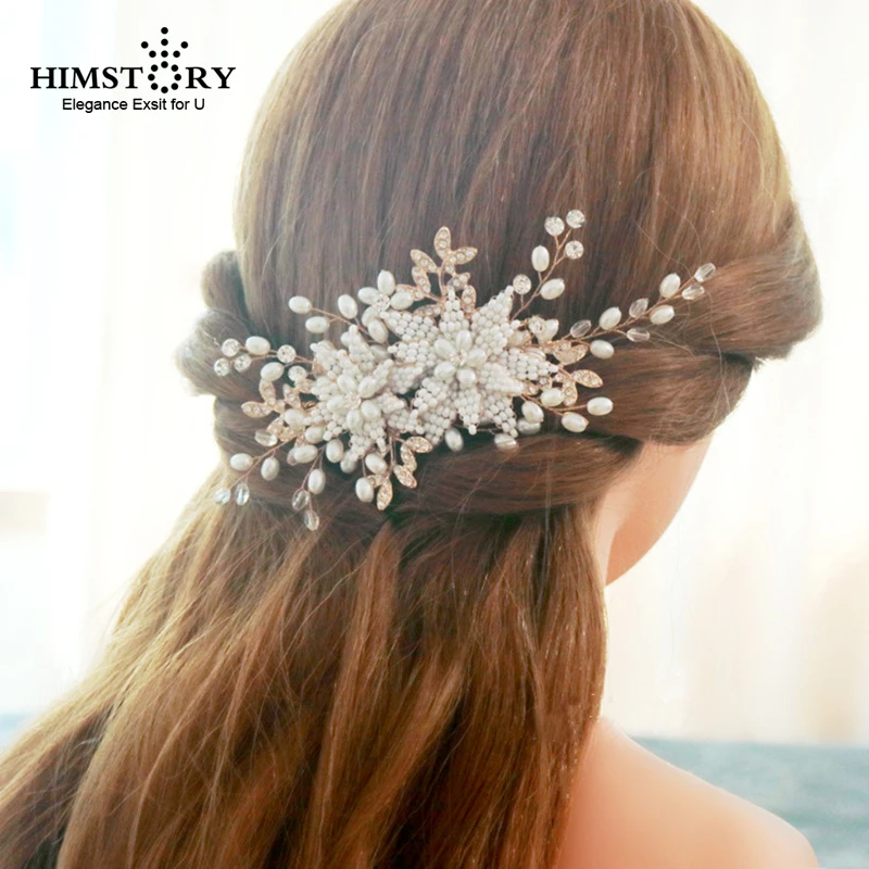 

Himstory Handmade European Vintage Bridal Haircombs Wedding Crystal & Pearl Hair Accessories Girls Festival Gift Hair Jewelry