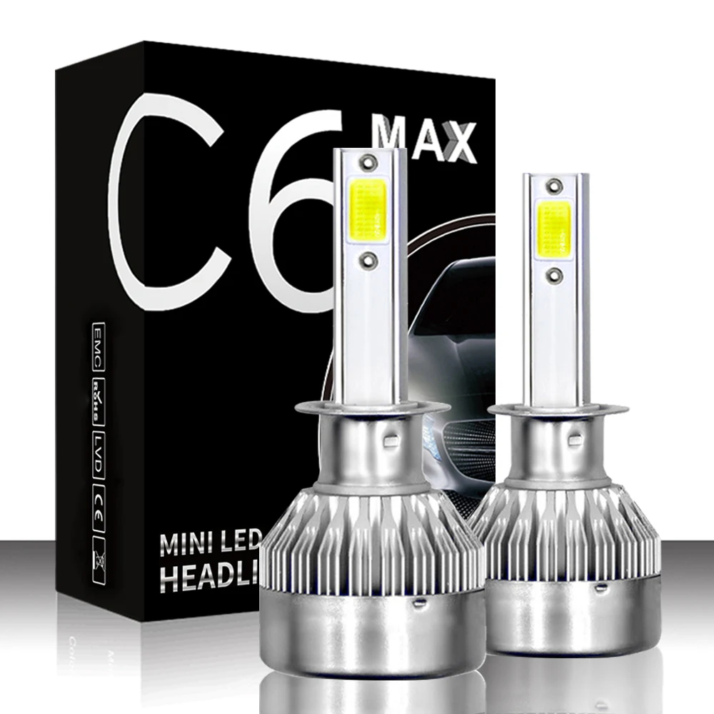 Автомобильные противотуманные фары C6 MAX Mini H1 H7 H8/H9/H11 9005 9006 H4 12 в 72 Вт 6000 лм K Прямая