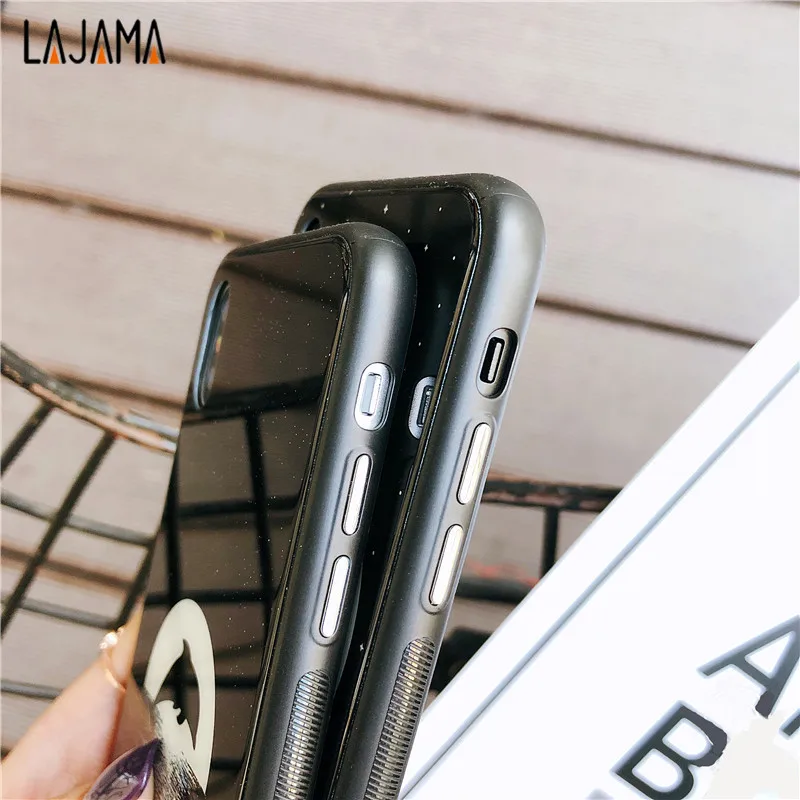Lajama Luxury Blue Ray Wolf Tempered Glass Phone Case for iPhone 6 6S 7 8 Plus light Back Cover iphone X |