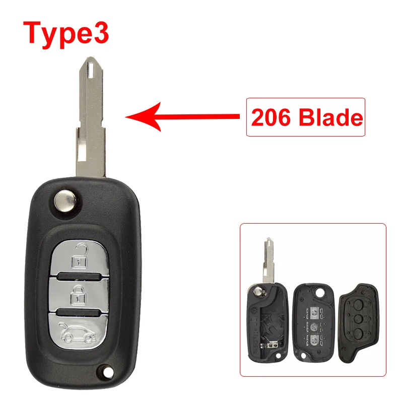 OkeyTech 2/3 кнопочный флип чехол для автомобильного ключа Renault Clio Megane Kangoo Modus