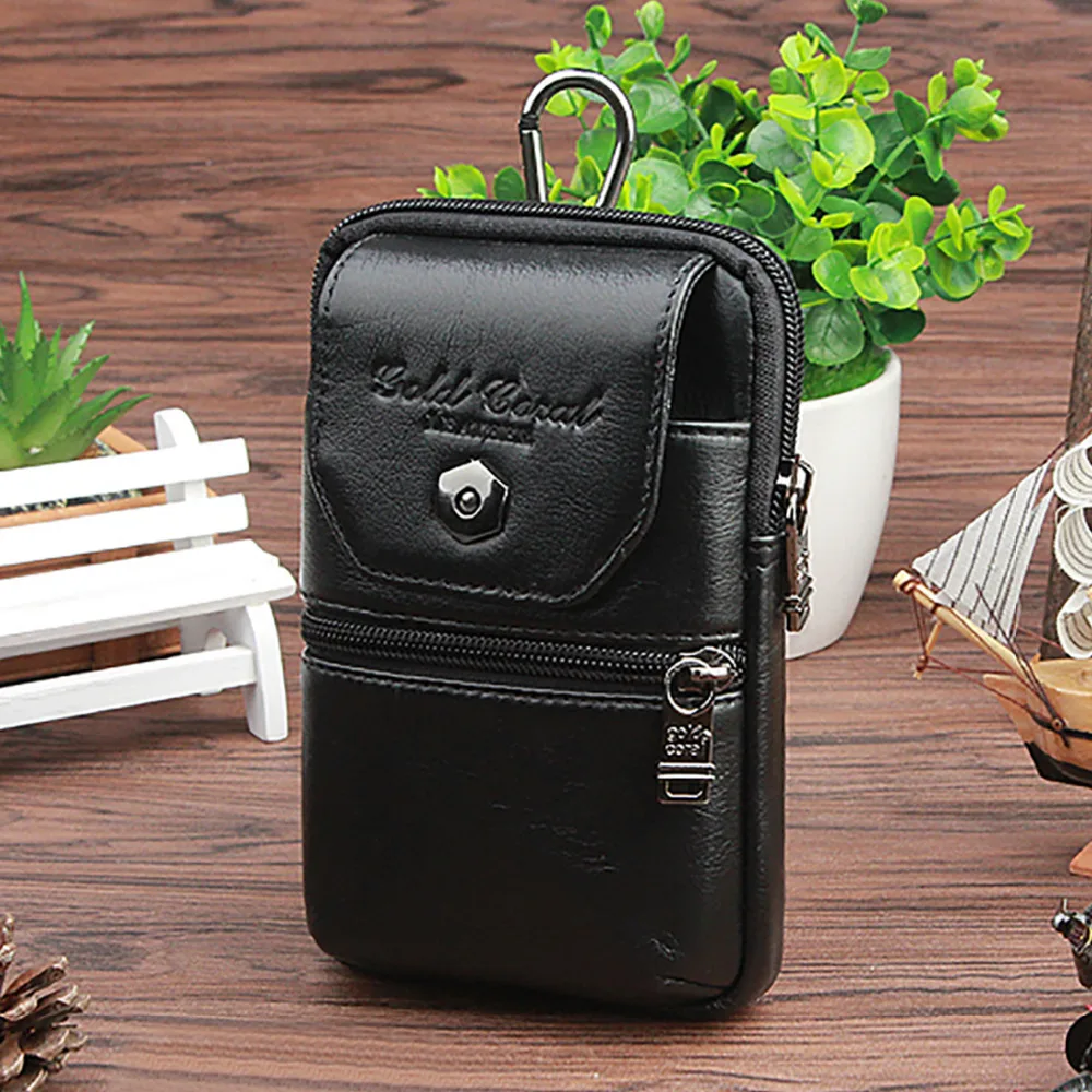 

Genuine Leather Men Waist Pack Hip Belt Hoop Bag Small Coin Purse Male Real Cowhide Fanny Bags Cell/Mobile Phone Case Cover Skin