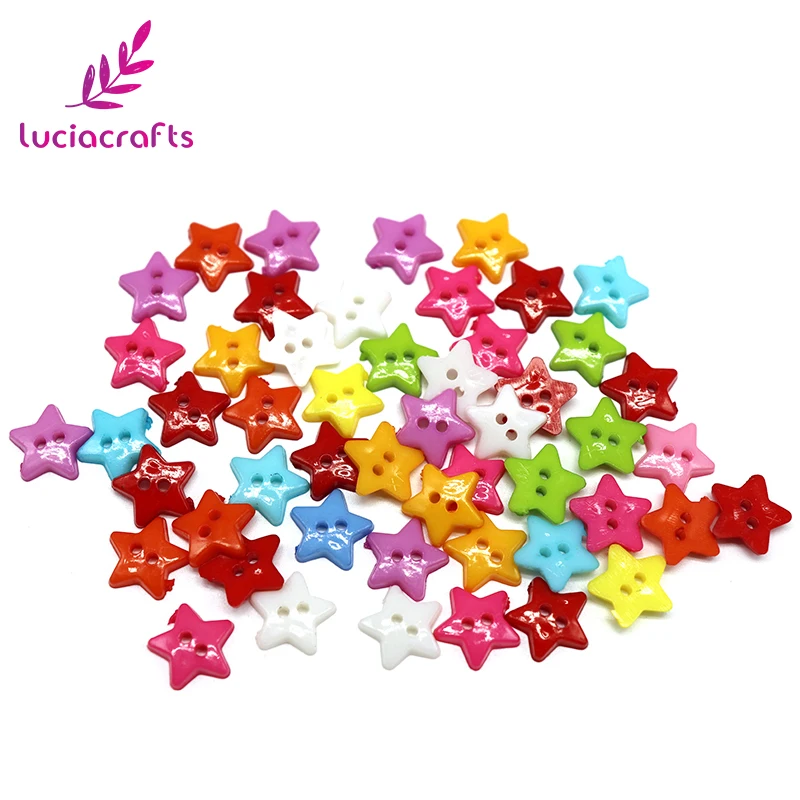Акриловые пуговицы Lucia crafts E0504 смешанные со звездочками 12 мм 2 отверстия для