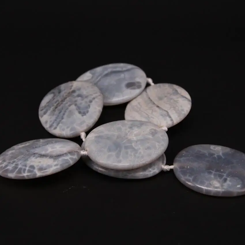 Большой натуральный серый кулон 15 5 &quot/нитка Овальный Кулон Самородок с бусинами