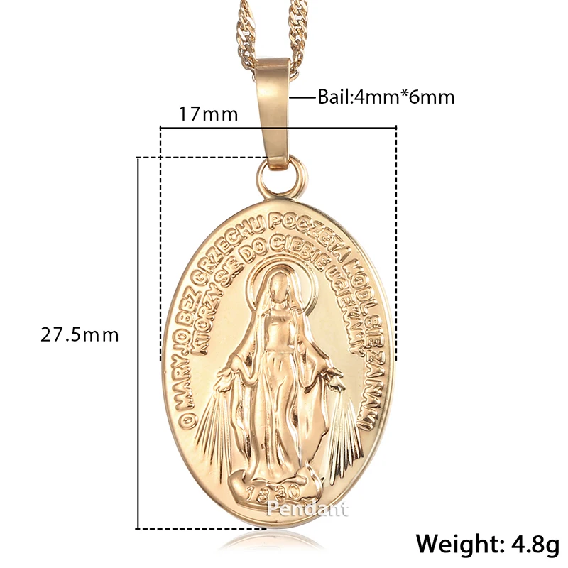 Ожерелье с подвеской для женщин цвет шампанского золотой религиозная