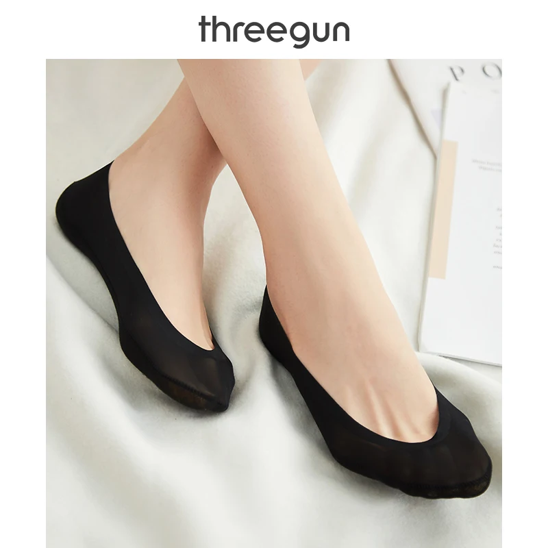 THREEGUN/3 пары носков без шоу кружевные женские короткие невидимые Нескользящие