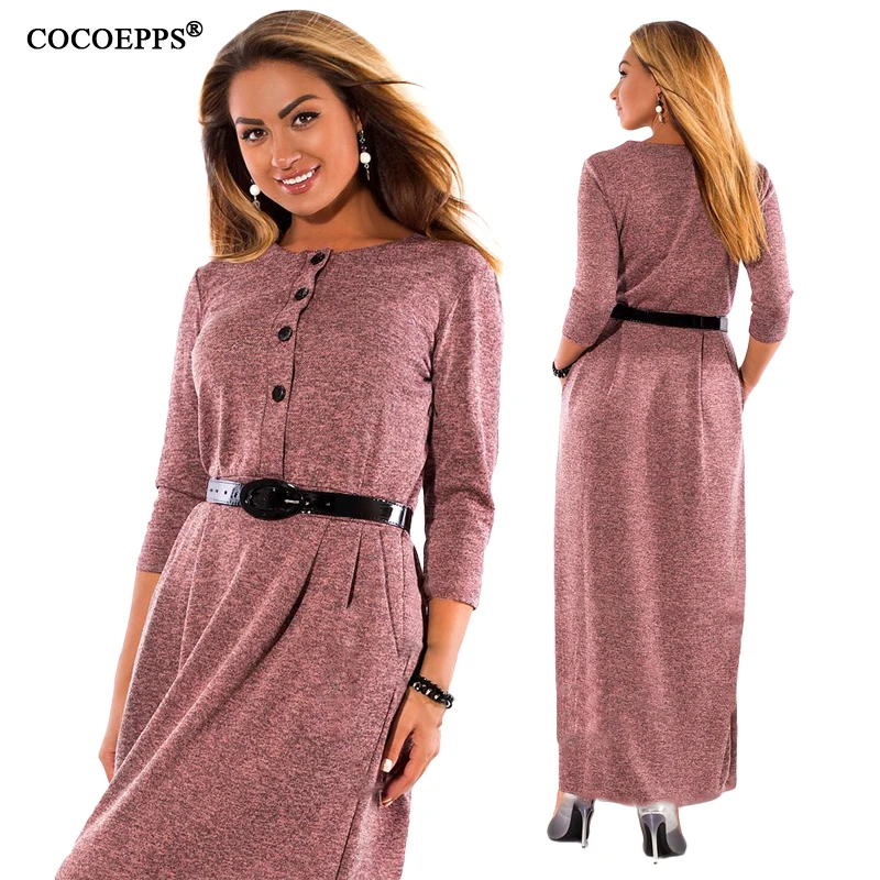 2019 6XL осенне зимние женские платья большого размера большое Платье макси с