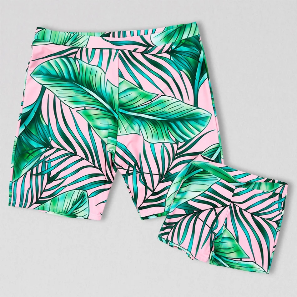 BUNVEL Семейные купальники пляжная одежда с принтом листьев купальный костюм для