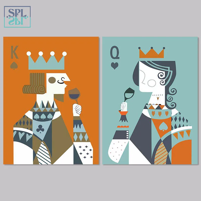 SPLSPL король и королева холст художественный принт постер картина покерная