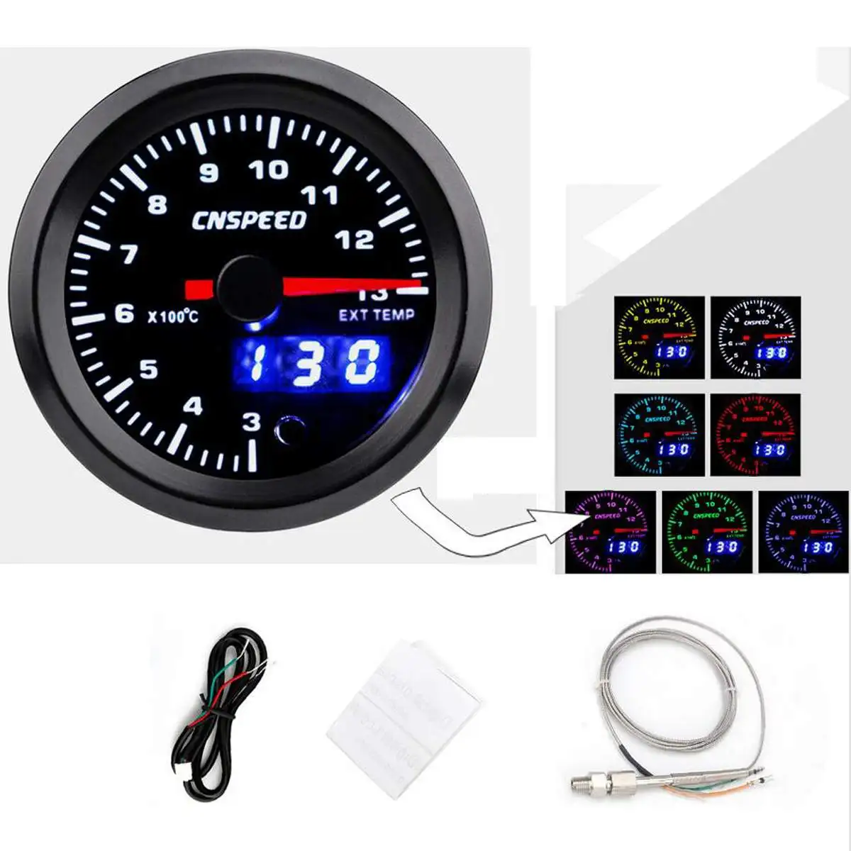 Gas Temp Высокоточные инструменты гоночные автомобильные датчики, аналоговые и цифровые 52 мм светодиодный турбо-буст/Температура масла/Тахометр/EGT Температура выхлопа датчик - Цвет: Gas Temp