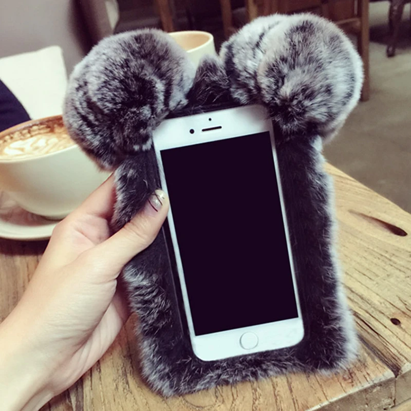 Роскошные Симпатичные Рекс Кролика Телефон Case Для iPhone 7 Plus 6 s плюс 5S 5 SE Плюшевая