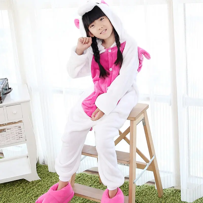 Милые пижамы с единорогом для девочек теплая Домашняя одежда на осень и зиму