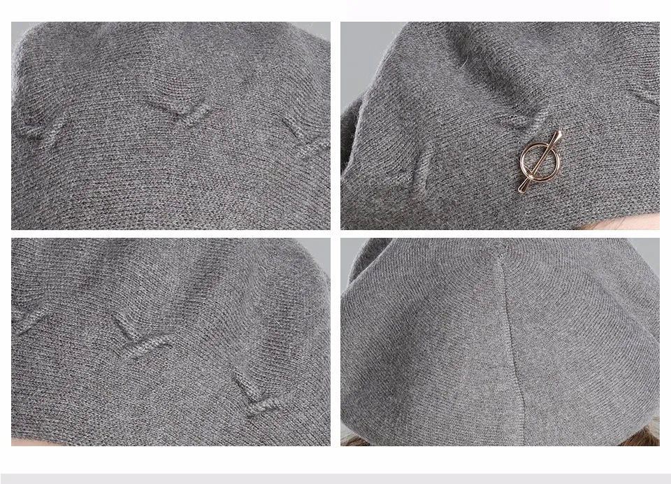 Liliyabaihe Новая женская зимняя шапка шерсти вязать береты, Шапки последних популярных Украшение модные однотонные леди Шапки