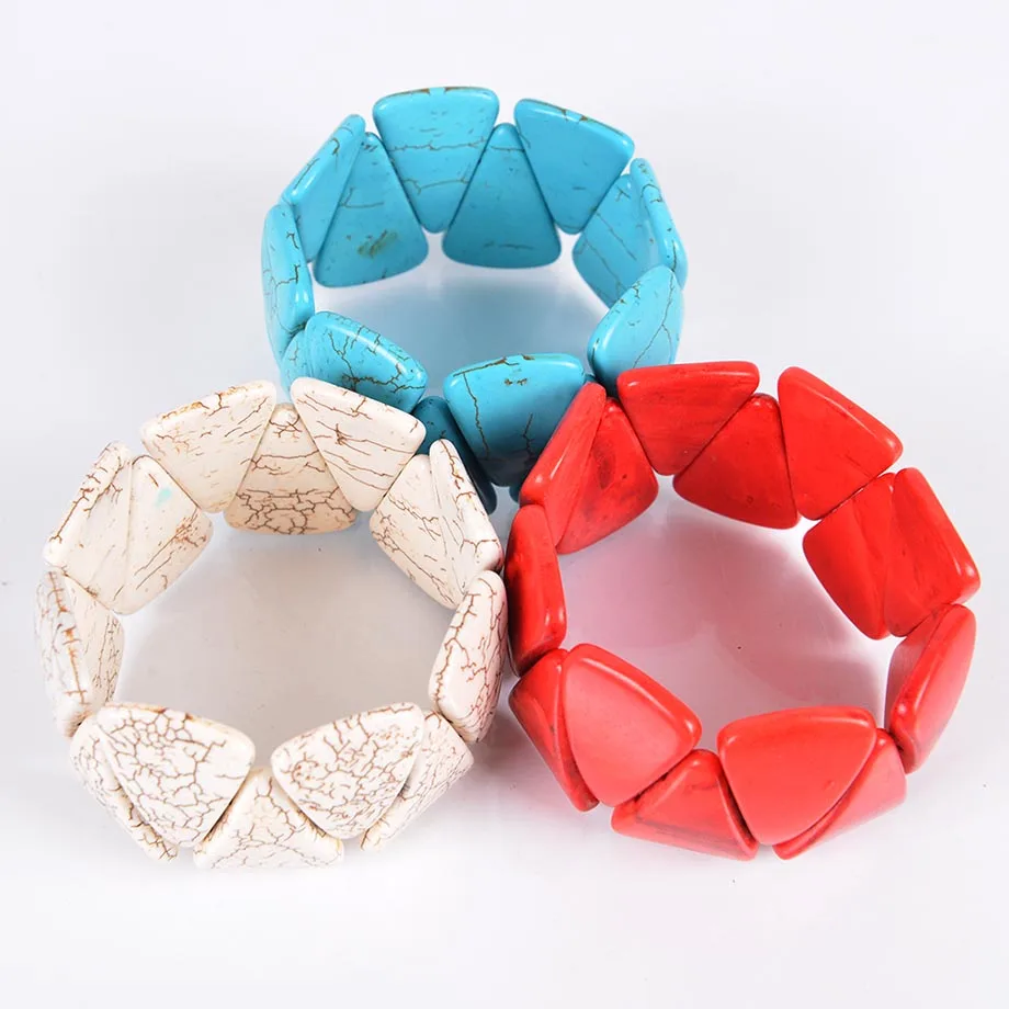 Браслет из говлита белый красный синий браслет обернутый на запястье широкий в