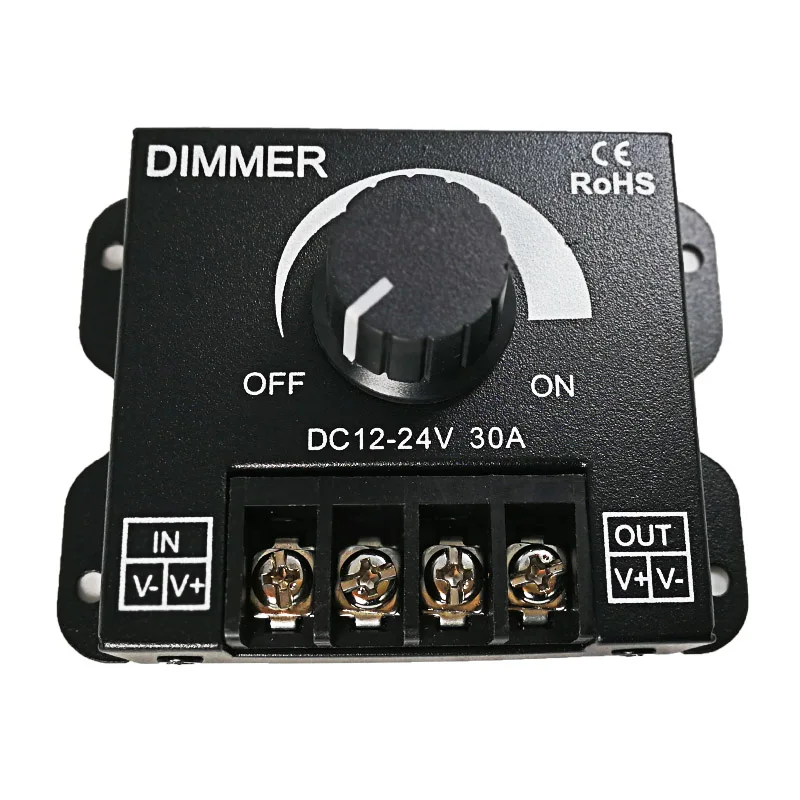 

12V 24V 30A PWM Manual Knob LED Dimmer Switch for 5050 3528 Strip Light Black Stylish Lighting Accessories Dimmers Switch