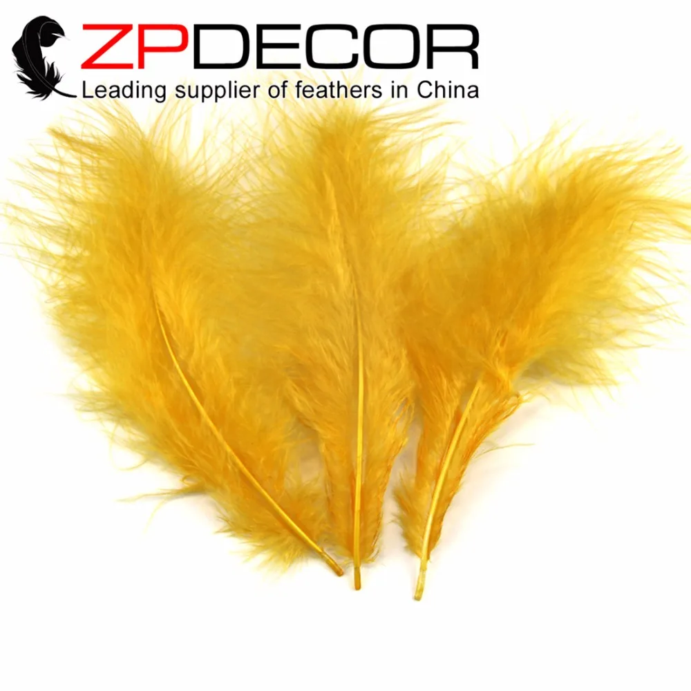 

ZPDECOR Factory 200pieces/lot 4-6inch(10-15cm) Good Quality GOLDEN Dyed Turkey Marabou Plume for Wedding Decoration Accessories