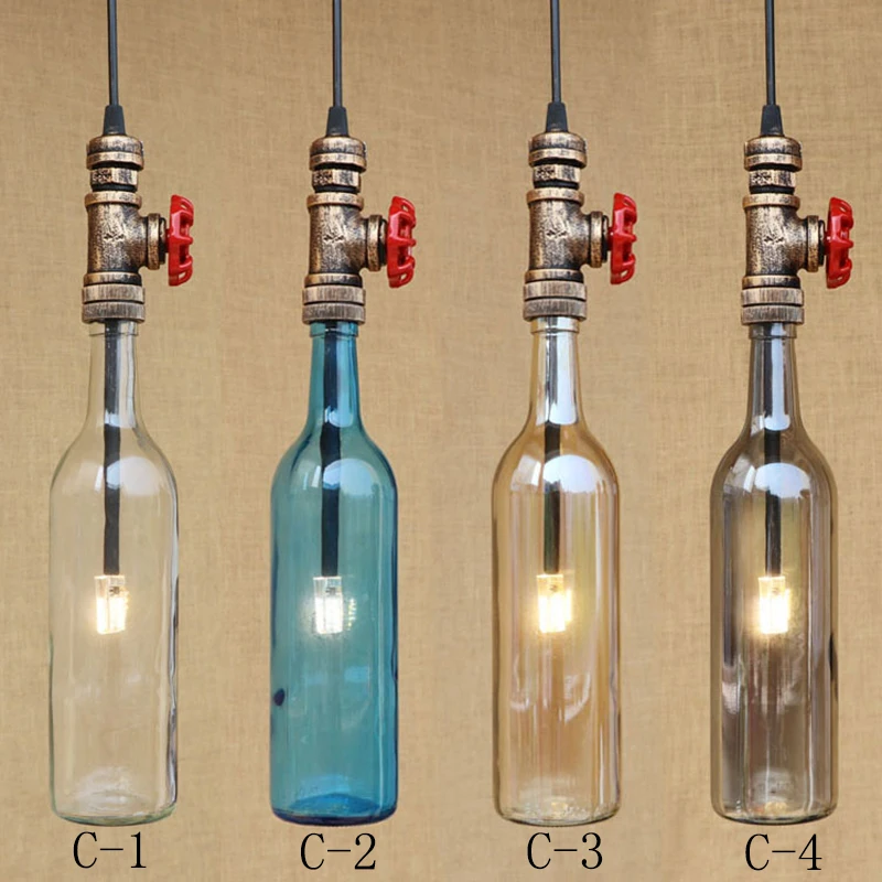 Современная винтажная Подвесная лампа с абажуром в стеклянных бутылках