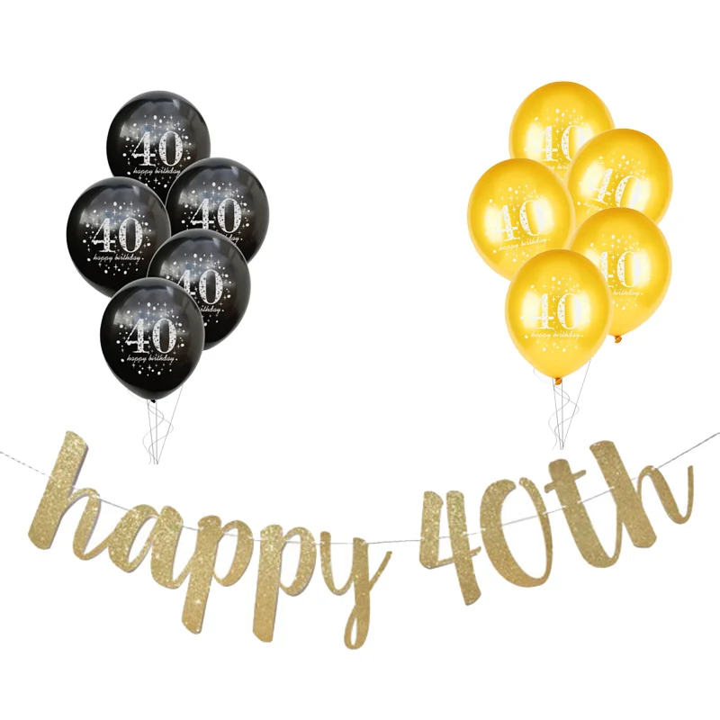 11 40/50/60/70/30th День Рождения украшения для взрослых ура 50th лет happy плакат "с днем рождения" с Золотые воздушные шары Золотое памяти - Цвет: 11