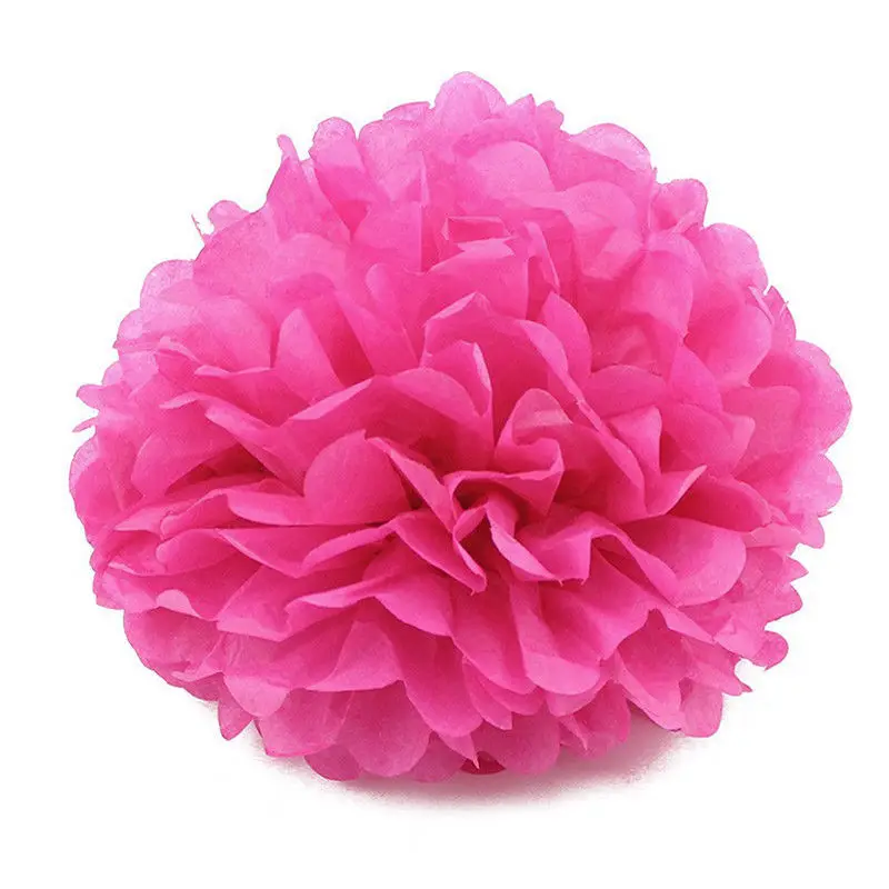 Fuchsia 1 шт., размер: 4/6/8/10/12 дюймов ткани Бумага помпоны для творчества DIY Ремесло Цветочные шары из бумаги для вечеринок и свадебных церемоний украшения для дома - Цвет: Fuchsia