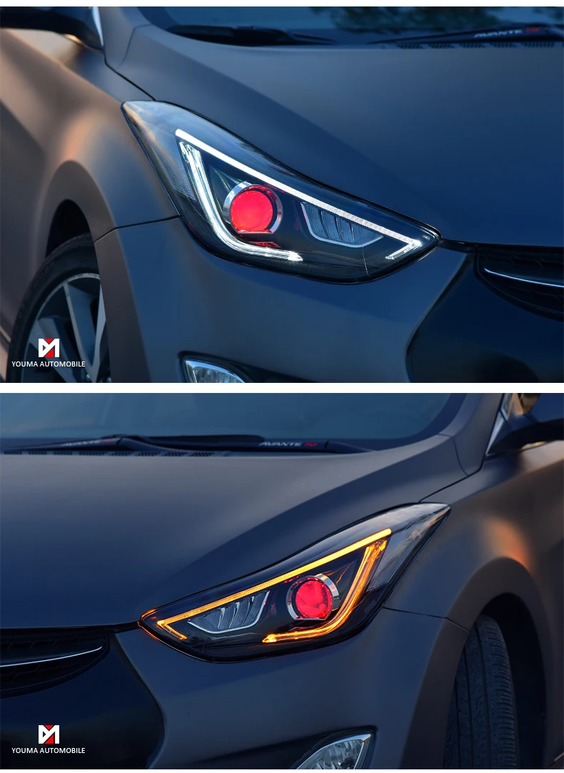 KOWELL автомобильный Стайлинг для 2012- фары для автомобиля Hyundai Elantra MD светодиодный фонарь DRL Bi Xenon объектив Высокий Низкий луч парковка противотуманная фара