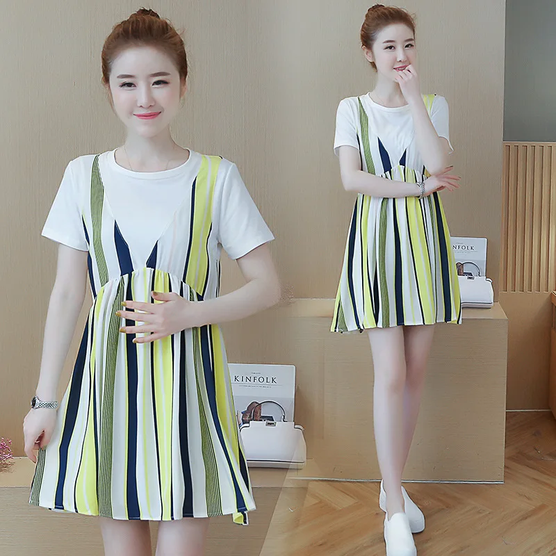 Платье для беременных лето 2017 Лето новые модные платья мам Большие размеры