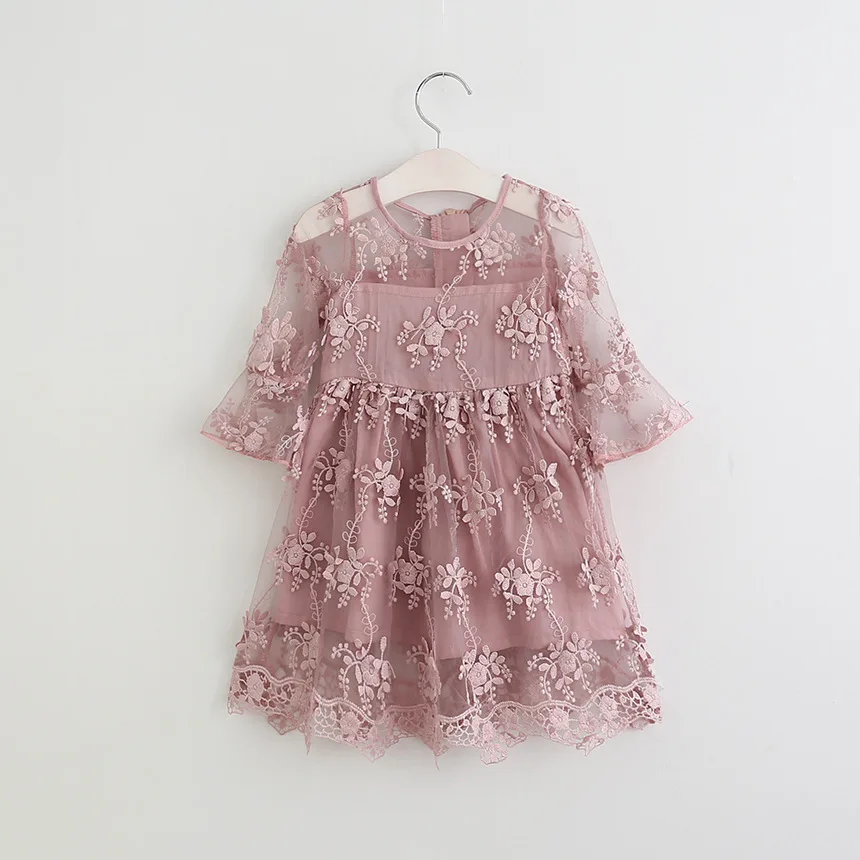 Summer Girl Clothes Embroidery Flower Dress Kid Dresses For Party Wedding Outfits Princess Floral Lace Ball Gown 3-8T | Детская одежда