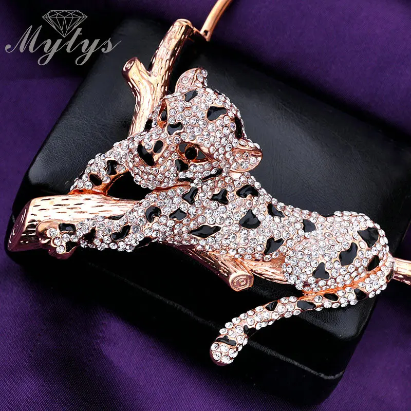 Mytys животное Леопард Ювелирные наборы для женщин Новая мода Циркон Кристалл