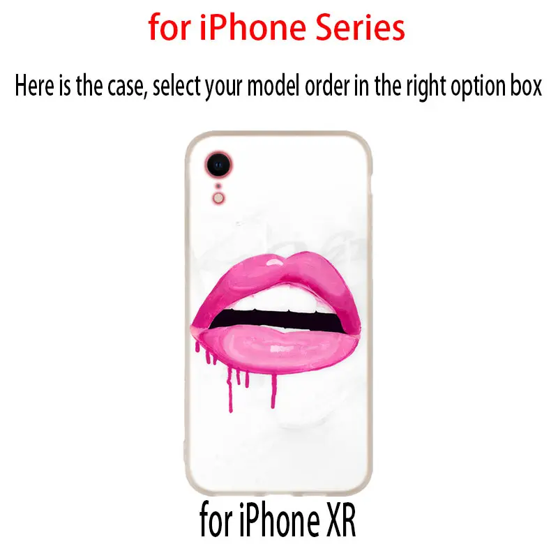 Pink Lips Aroma Silicone Soft Phone Shell Case for iPhone 13 12 11 Pro X XS Max XR 8 7 6 Plus SE 2020 Coque | Мобильные телефоны и