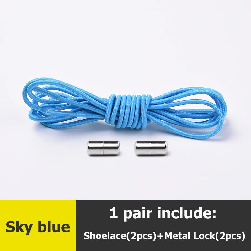 Sky blue Шнурки без завязок металлические шнурки с эластичным шнурком для обуви система шнурков для кроссовок кроссовки для детей и взрослых - Цвет: Sky blue