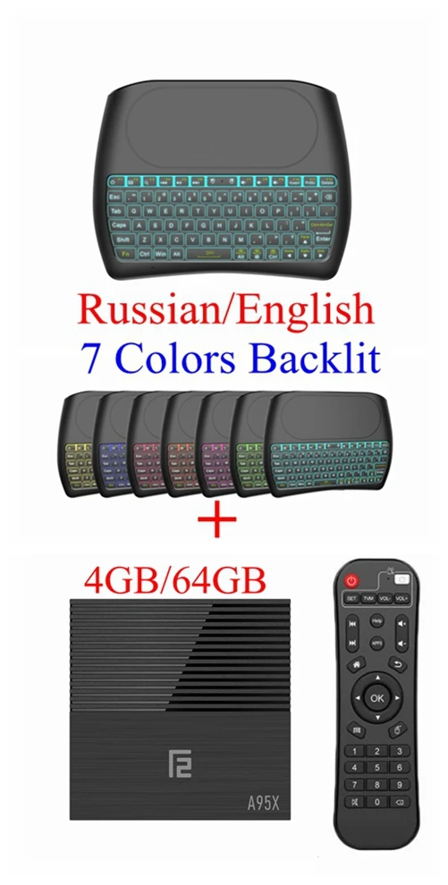 4GB 64GB D8 Backlit 10 шт. A95X F2 Android 9,0 ТВ приставка Amlogic S905 X2 4 ГБ DDR3 64 Гб 2,4G/5G двойной WiFi USB3.0 BT4.2 4 к H.265 Смарт медиаплеер - Цвет: 4GB 64GB D8 Backlit