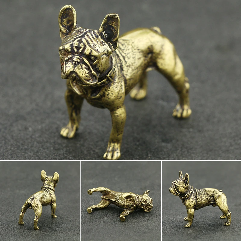Figurines Dog Ornament Brass Miniature Statue Decoration Bulldog Display Decors Accessories Home Vintage Animal | Дом и сад