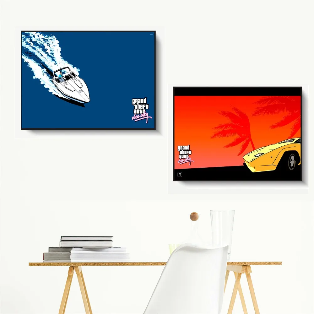 

Картины на стену GTA Vice City, закат, пейзаж, настенные плакаты, картины без рамы, украшение для дома
