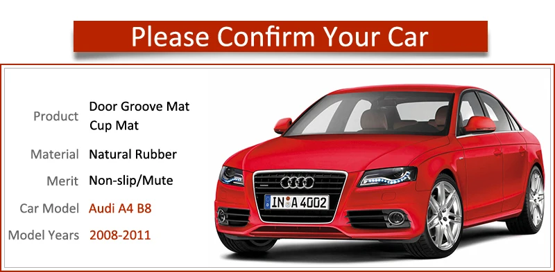 Противоскользящий резиновый подстаканник для Audi A4 B8 2008 2009 2010 2011 A4 8K RS4 S4 S line RS 4 аксессуары для салона автомобиля