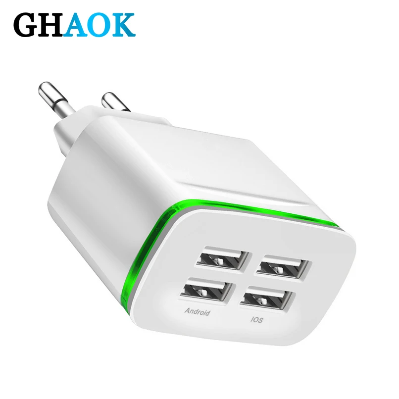 GHAOK USB зарядное устройство для iPhone Samsung Android 5V 4A 4 портовый мобильный телефон