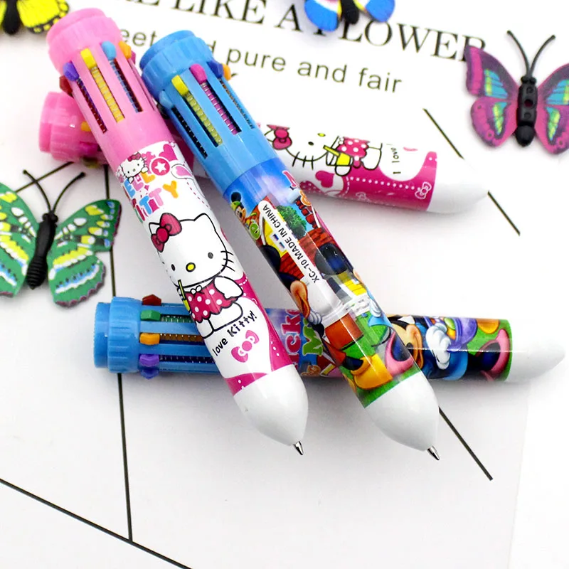 1 компл. из 10 цветов милый мультфильм рисунок «hello kitty» цвет 0,5 мм шариковая ручка Офис Школьные принадлежности подарок