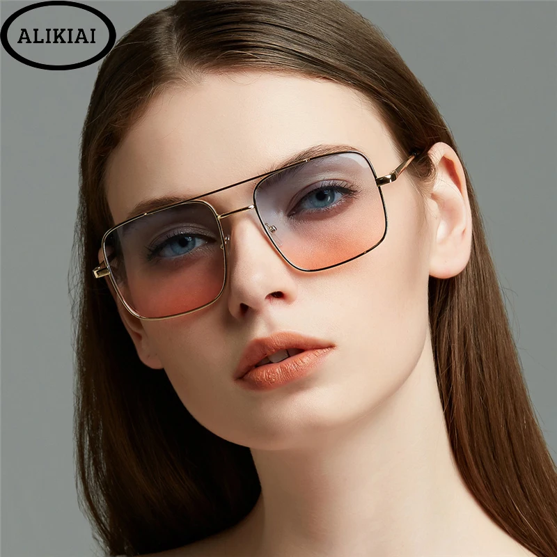 Модные женские солнцезащитные очки ALIKIAI с плоским верхом черные брендовые