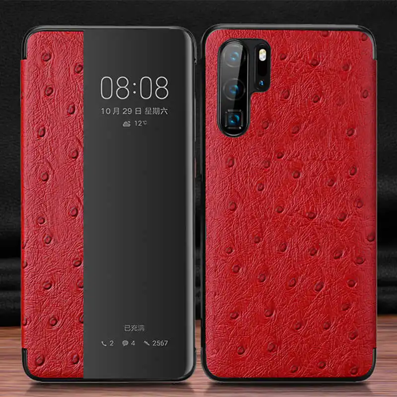 Чехол из натуральной кожи для huawei P30 Pro, умный чехол с окошком для просмотра, чехол для huawei P30 P30Pro, чехол, Fundas