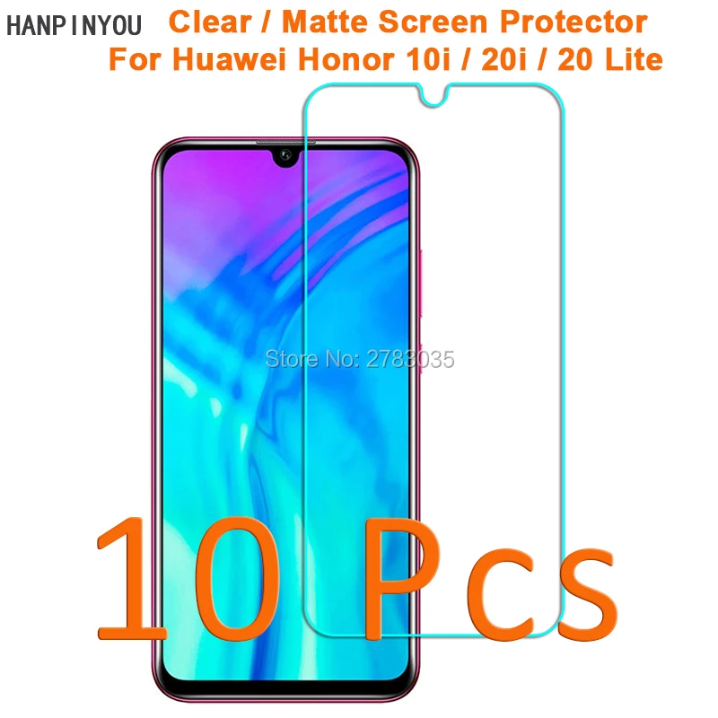 

10 шт./лот, для Huawei Honor 10i 20i / 20 Lite HD Прозрачная/Антибликовая матовая защитная пленка для экрана, защитная пленка (не стекло)