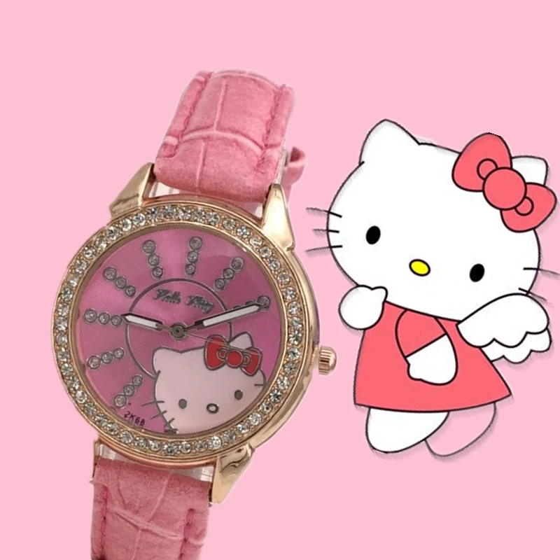 Милые детские часы Hello kitty KT cat студенческие Kitty корейские Мультяшные часы|Детские