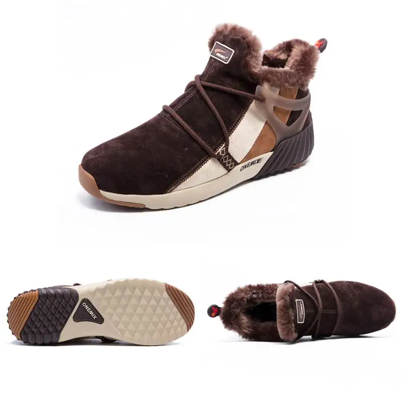 ONEMIX Men Waterproof Snow Boots Women Sneaker Male Trainers Walking Outdoor Athletic Comfortable Warm Wool Shoes hiking shoes