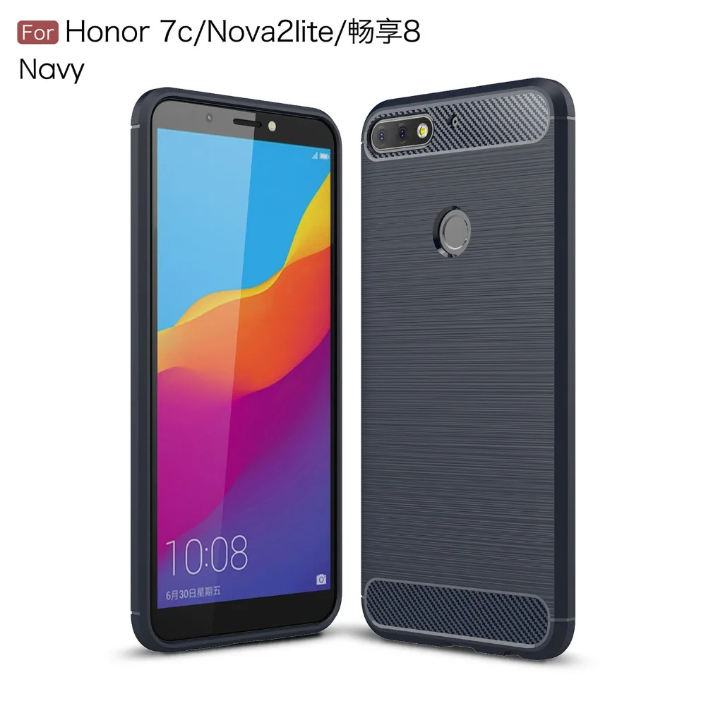 Роскошный мягкий карбоновый чехол для Huawei Y7 Prime 2018 силиконовый телефона Honor 7C pro |