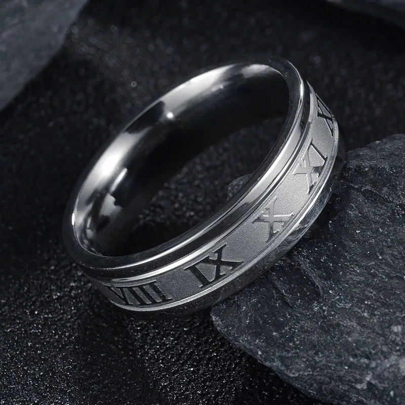 Обручальное кольцо Uzone с римскими буквами мужское средней длины золотого цвета