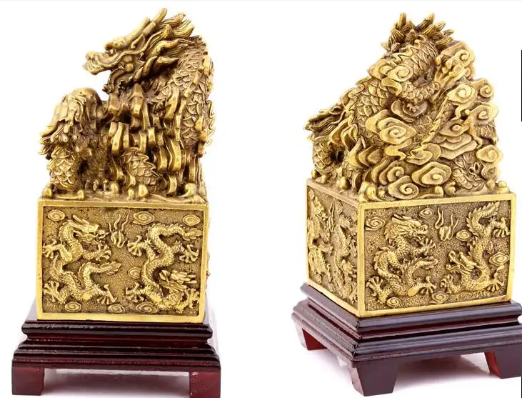 

Kowloon decree feng shui brass dragon seal furnishing articles, Kowloon