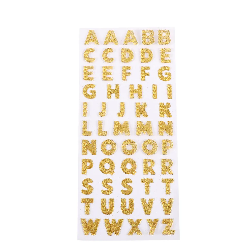 gold 55 шт./лист, сделай сам, A-Z, слова, алфавит, буквы, наклейки, блестящие Кристальные стразы, самоклеющиеся, для дома, скрапбукинг, буквы, стикеры s - Цвет: gold