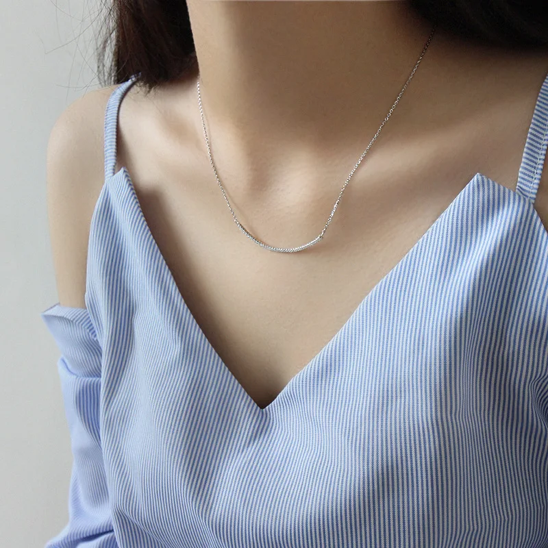 YPAY Подлинная 925 пробы Серебряная цепочка Ожерелье для женщин леди корейское