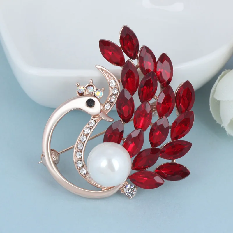 Роскошные Броши с лебедями из горного хрусталя розового золота искусственным