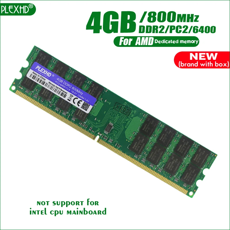 Новый PLEXHD 4 ГБ DDR2 PC2 6400 800 МГц 4G для настольных ПК DIMM оперативная память 240 контакты