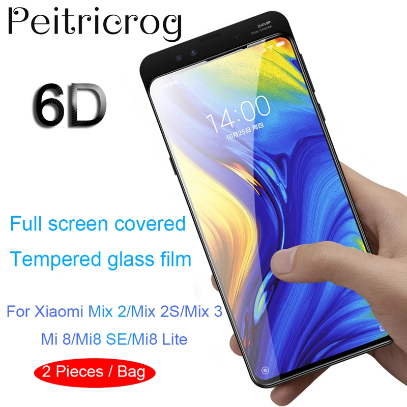 2 шт 6D полная защитная крышка для экрана 9H Edge закаленное стекло Xiaomi mi Mix 2S 3 8 SE Lite
