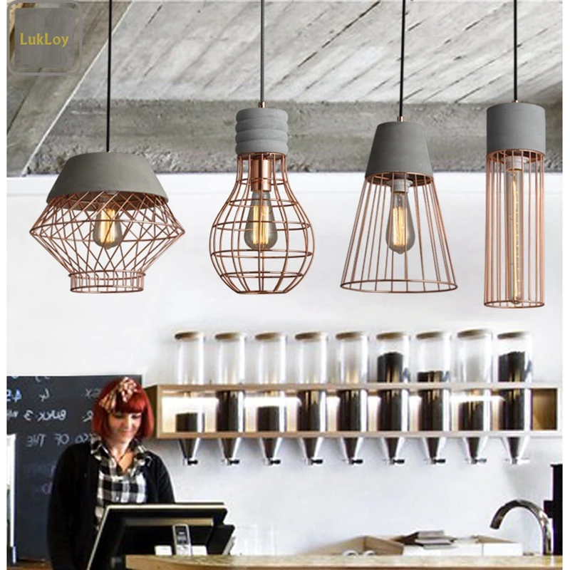 

LukLoy Pendant Lamp Light, Creative Modern Concrete Cement Frames Lighting Drop Lights for Dining Living Room Decoration