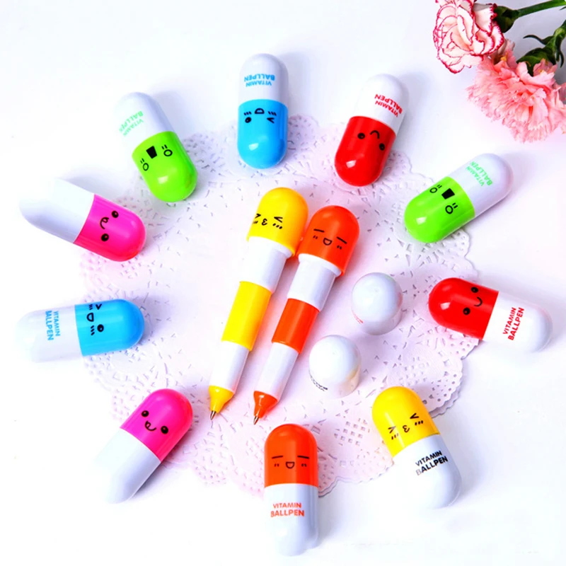 8 шт./лот Kawaii Capsule шариковая ручка милая новинка пластиковая с витаминными